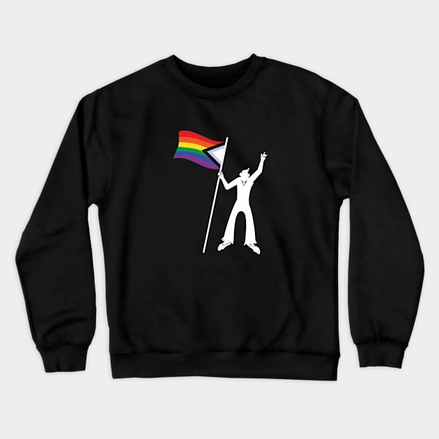 LGBTQ Bigfoot Rock On Progressive New Pride Flag Crewneck Sweatshirt by Sonyi